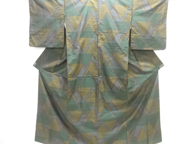 JAPANESE KIMONO / DORO OSHIMA TSUMUGI / WOVEN GEOMETRIC